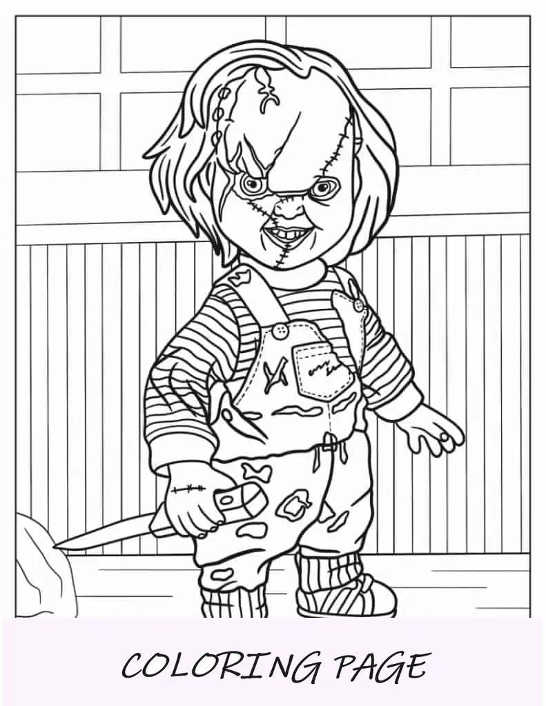 Boneca Chucky de aparência assustadora