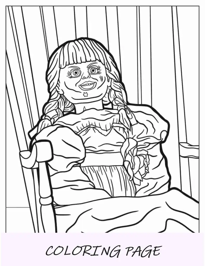 Boneca Annabelle assustadora para colorir