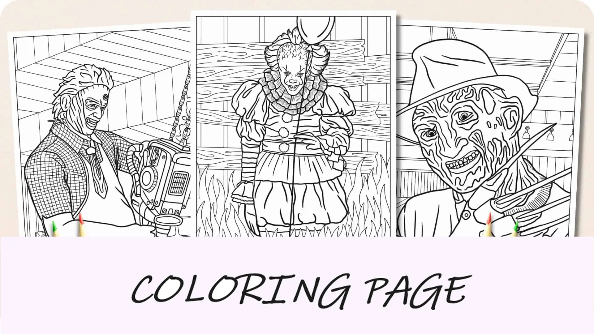 Imagem em destaque de páginas para colorir de terror