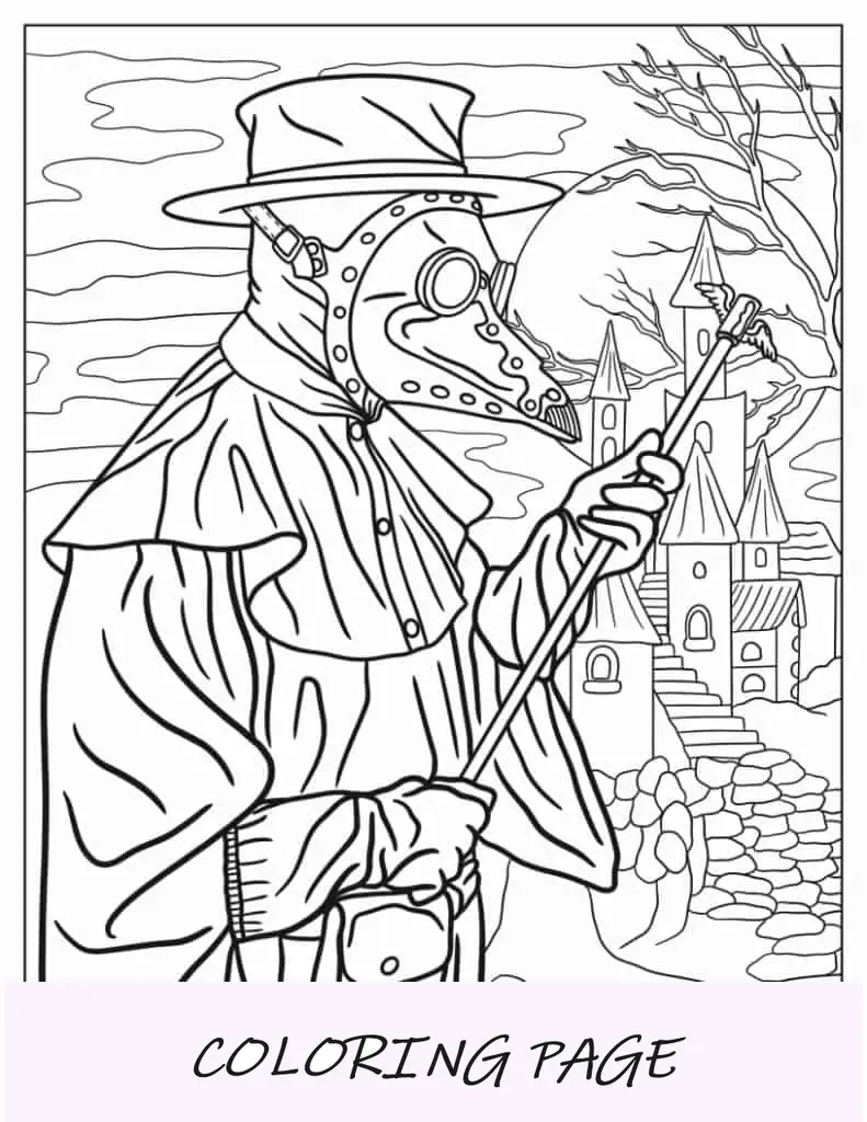 Página para colorir de terror com tema Gotham