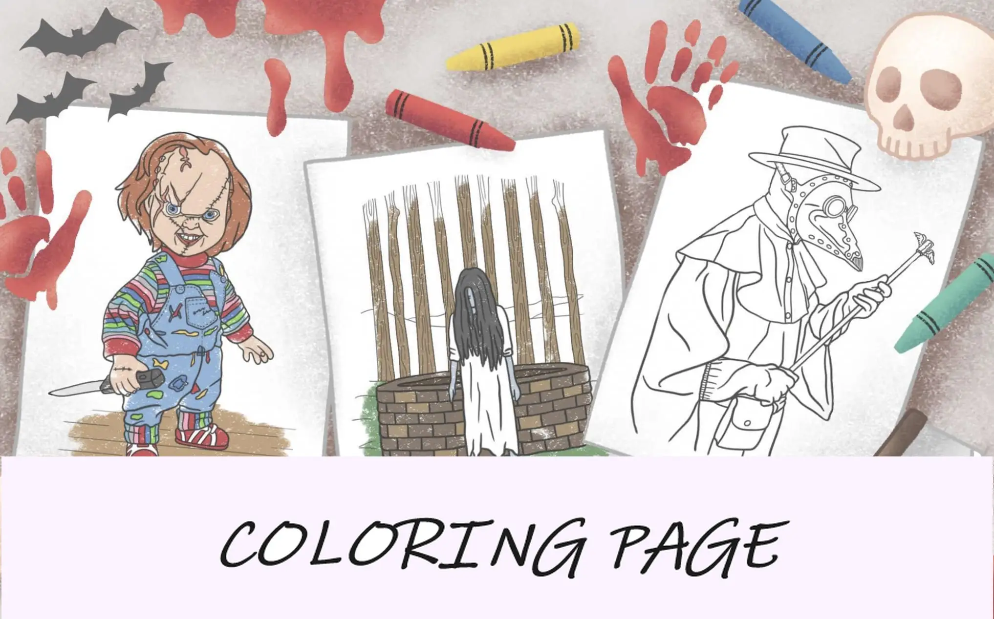 imagem de recurso de páginas para colorir de terror