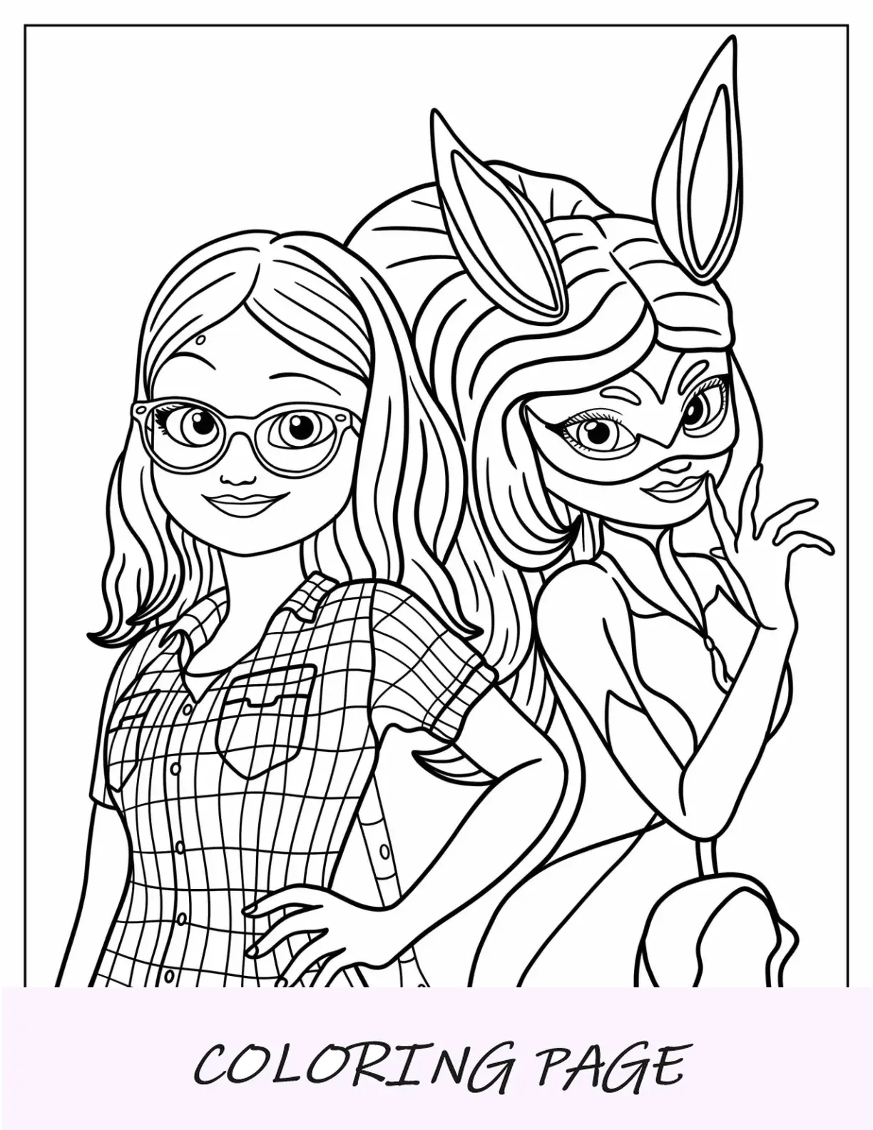 Página para colorir de joaninha milagrosa de Alya Césaire com o super-herói Alter Ego Rena Rouge