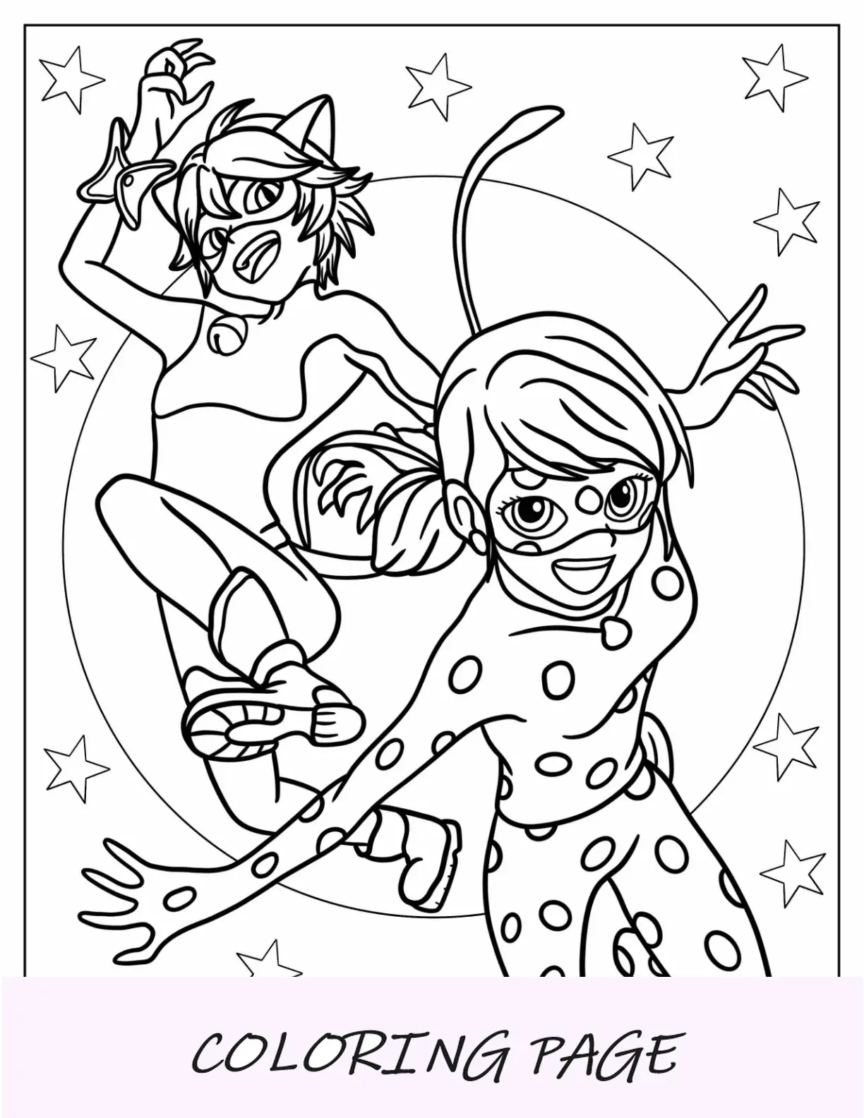Desenho De Anime Miraculous Ladybug Para Colorir De Anime Com Cat Noir