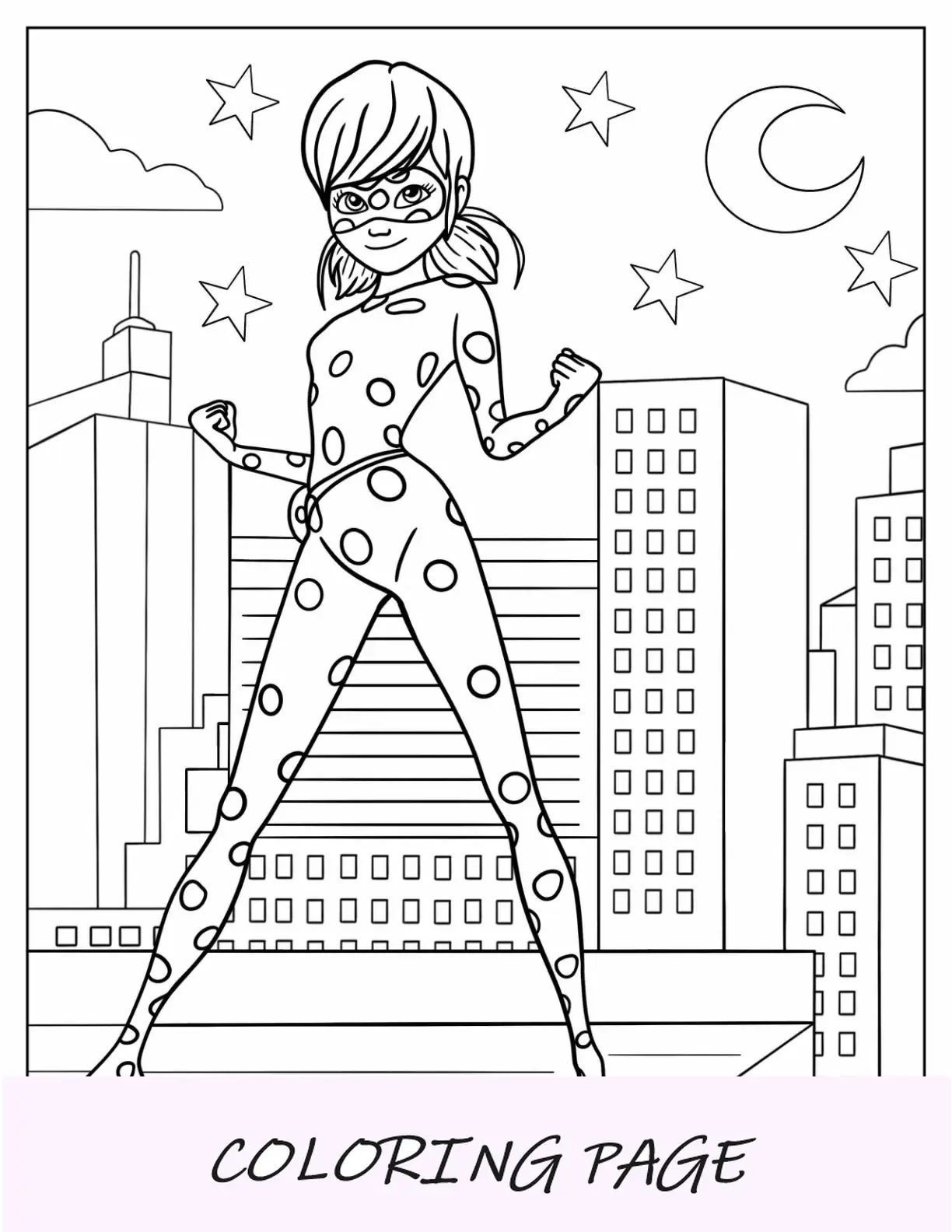 Página para colorir de joaninha milagrosa da pose icônica de joaninha milagrosa