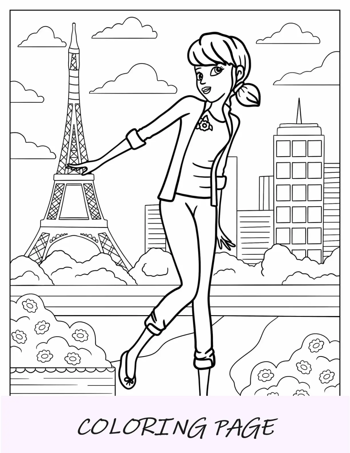 Página para colorir de joaninha milagrosa de Marinette Dupain Cheng em Paris