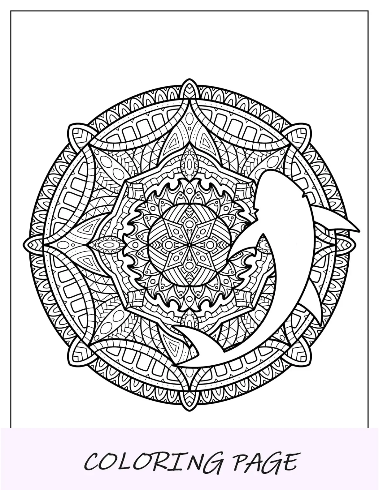 Mandala Con Tiburón Para Colorear Esquema De Página