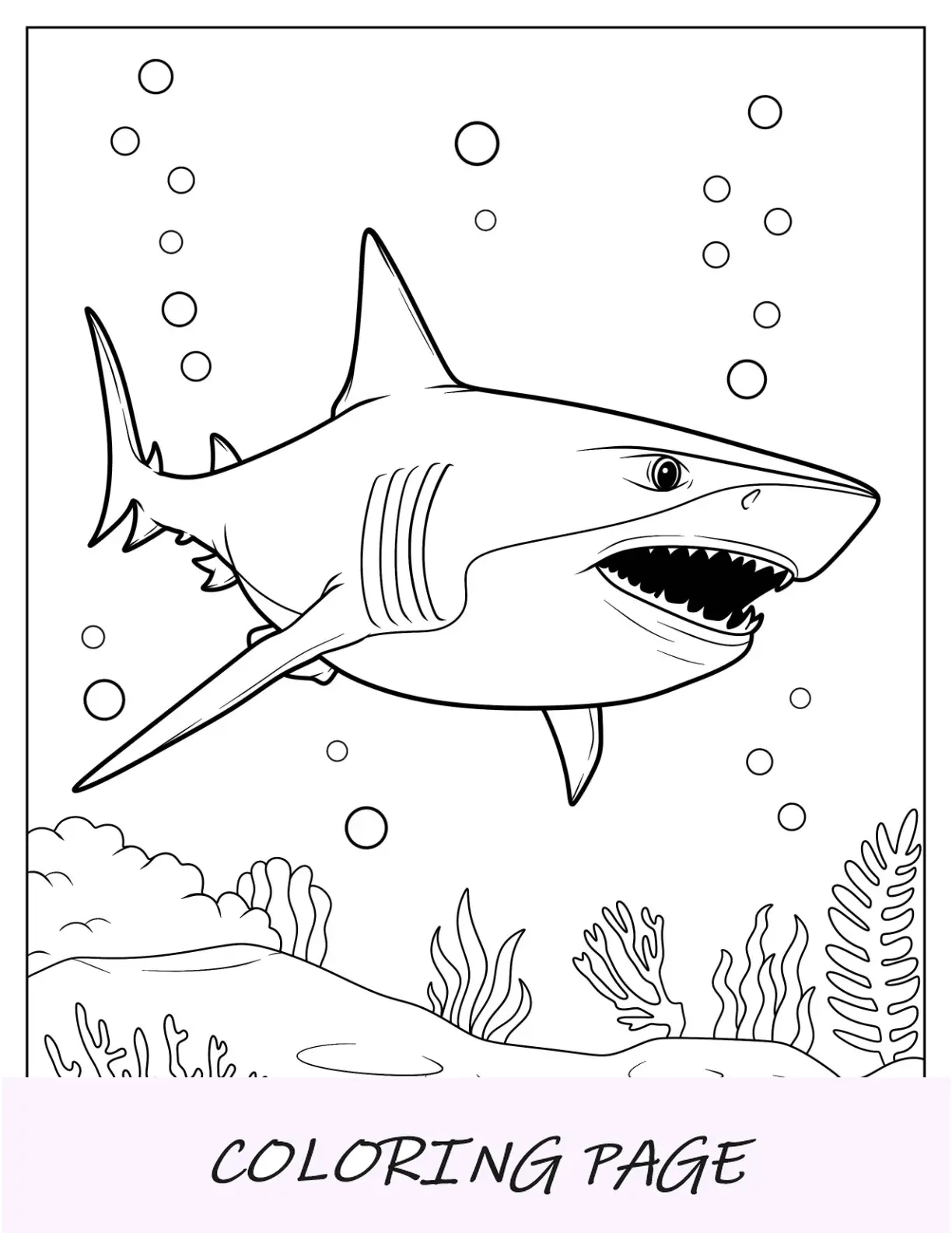 Gran Tiburón Blanco Para Colorear Con Burbujas