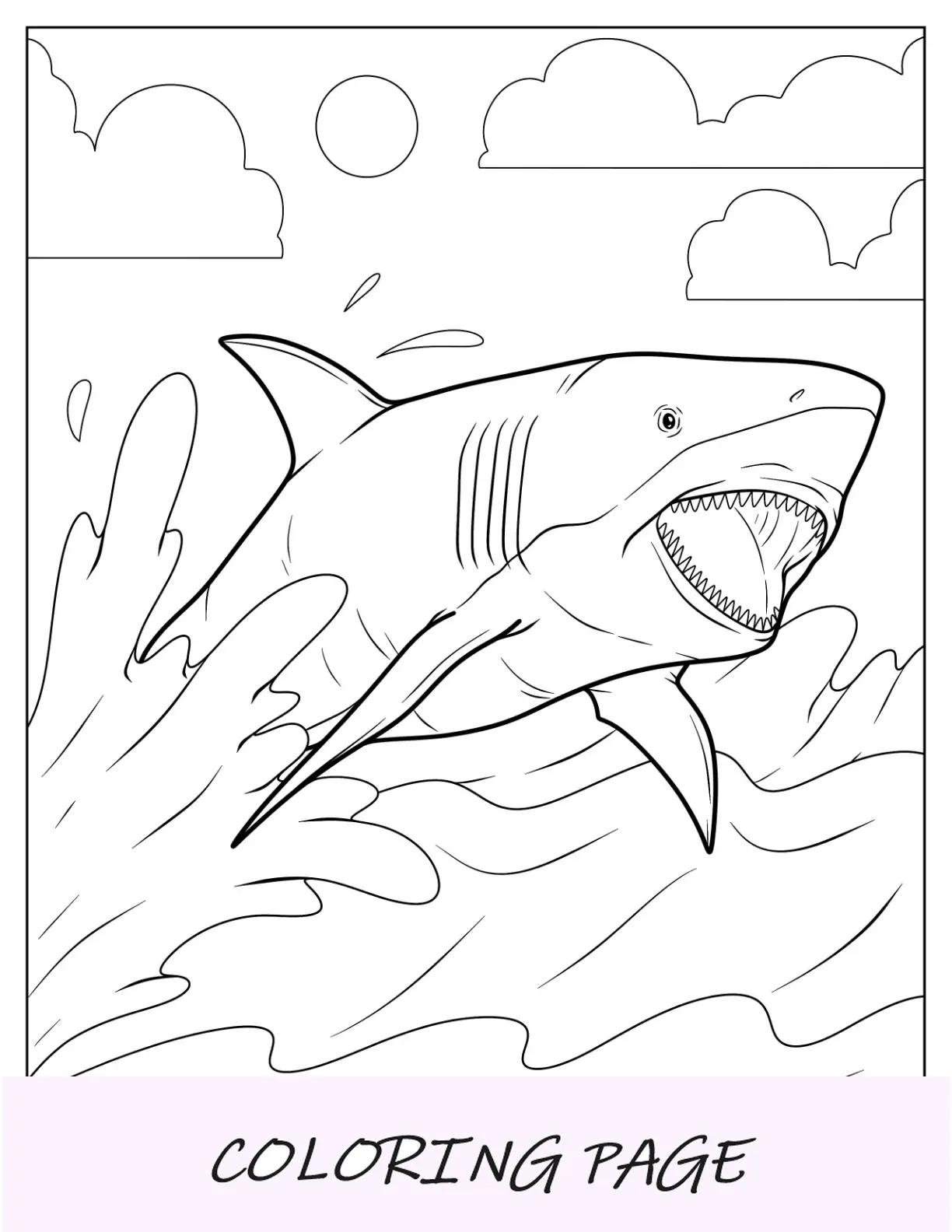 Gran Tiburón Para Colorear Saltando Del Océano