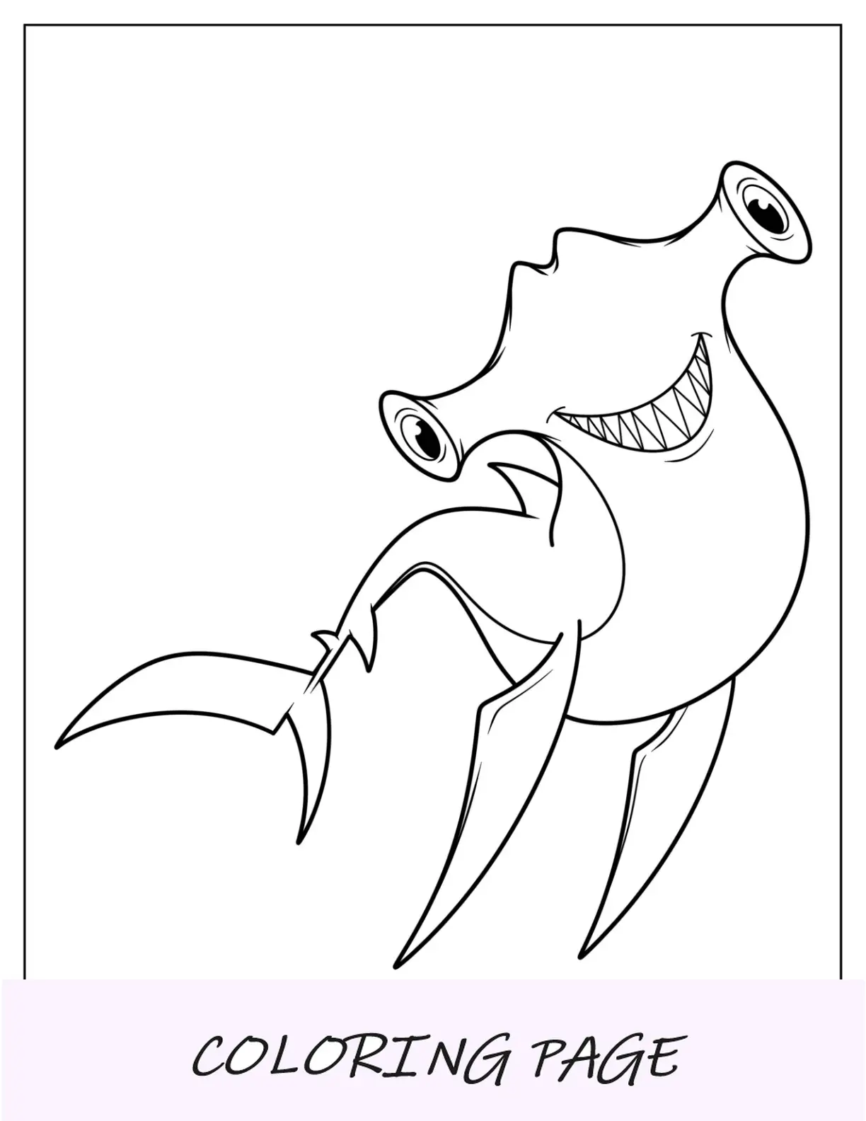 Página para colorear de tiburón martillo sonriente