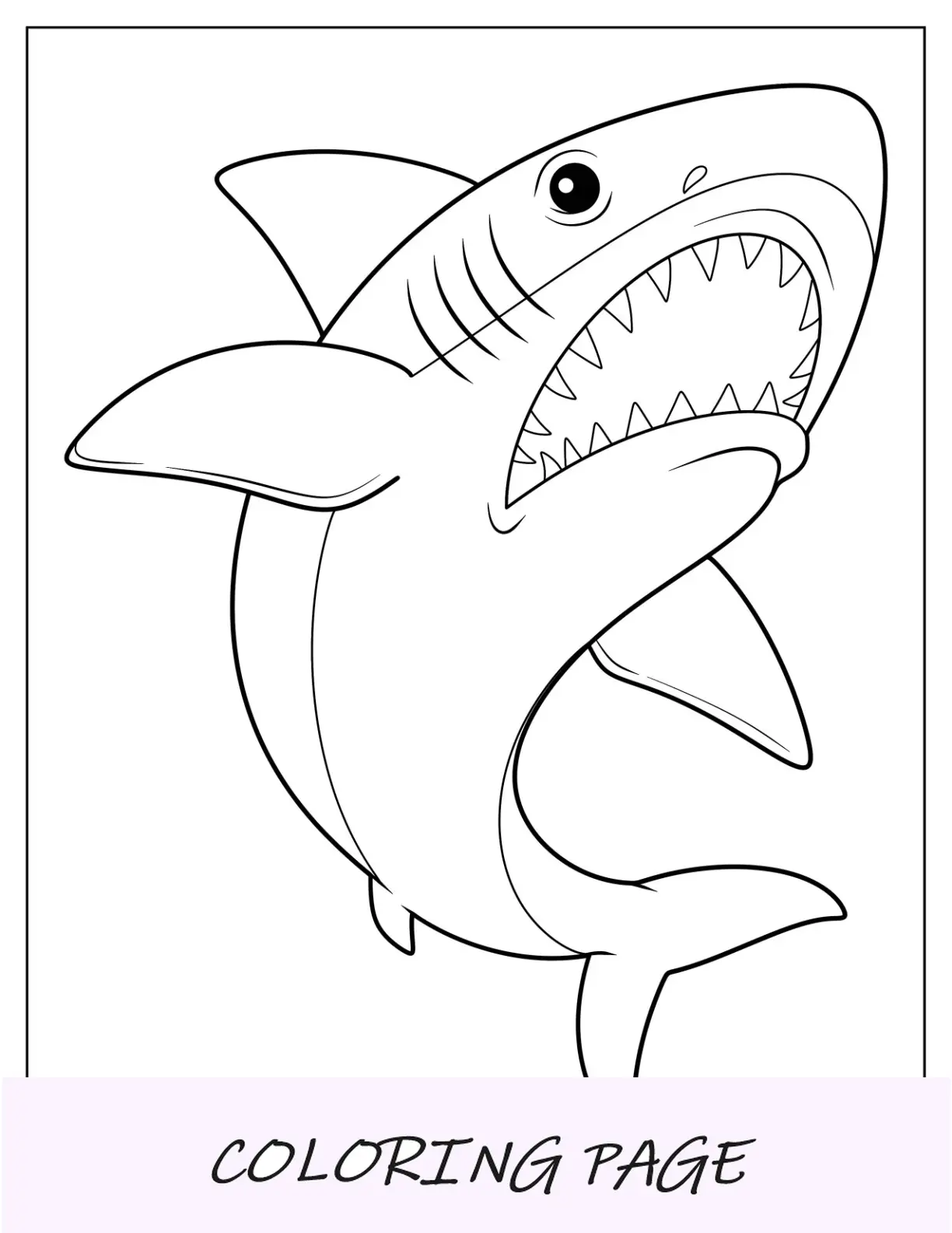 Gran esquema de página para colorear de tiburones para niños