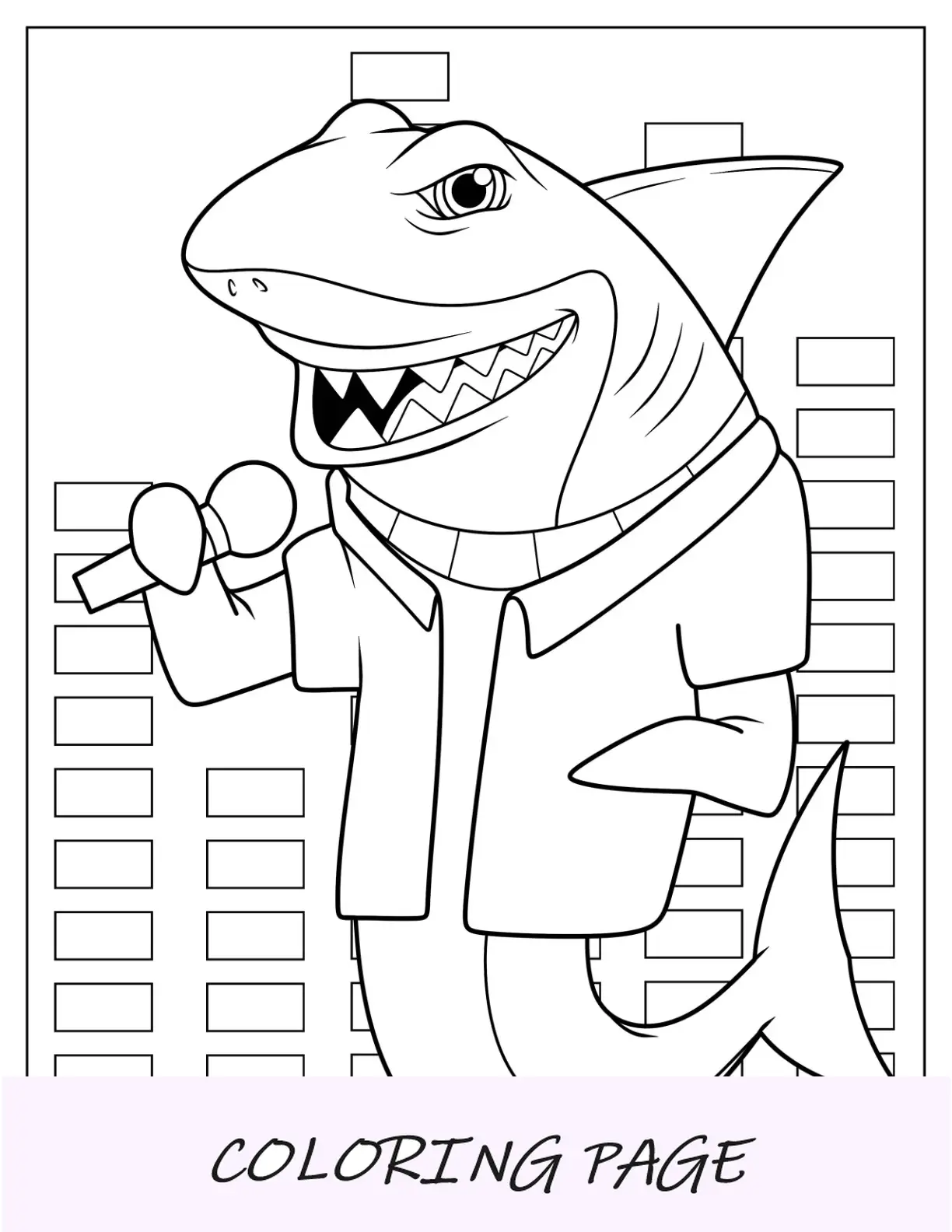 Página de Shark Colornig en camisa cantando en el micrófono