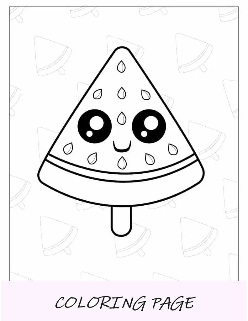 Linda hoja para colorear de helado de sandía