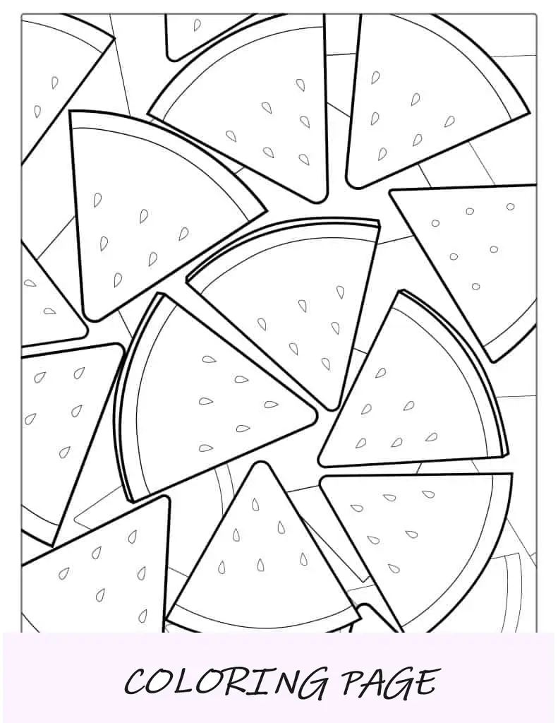 Rebanadas De Sandía Con Semillas Para Colorear