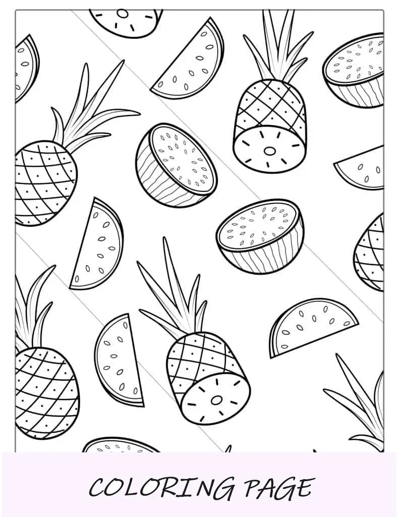 Dibujo Para Colorear De Piña Y Sandía