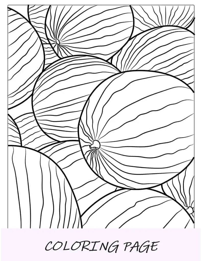 Manojo de sandías para colorear para niños.