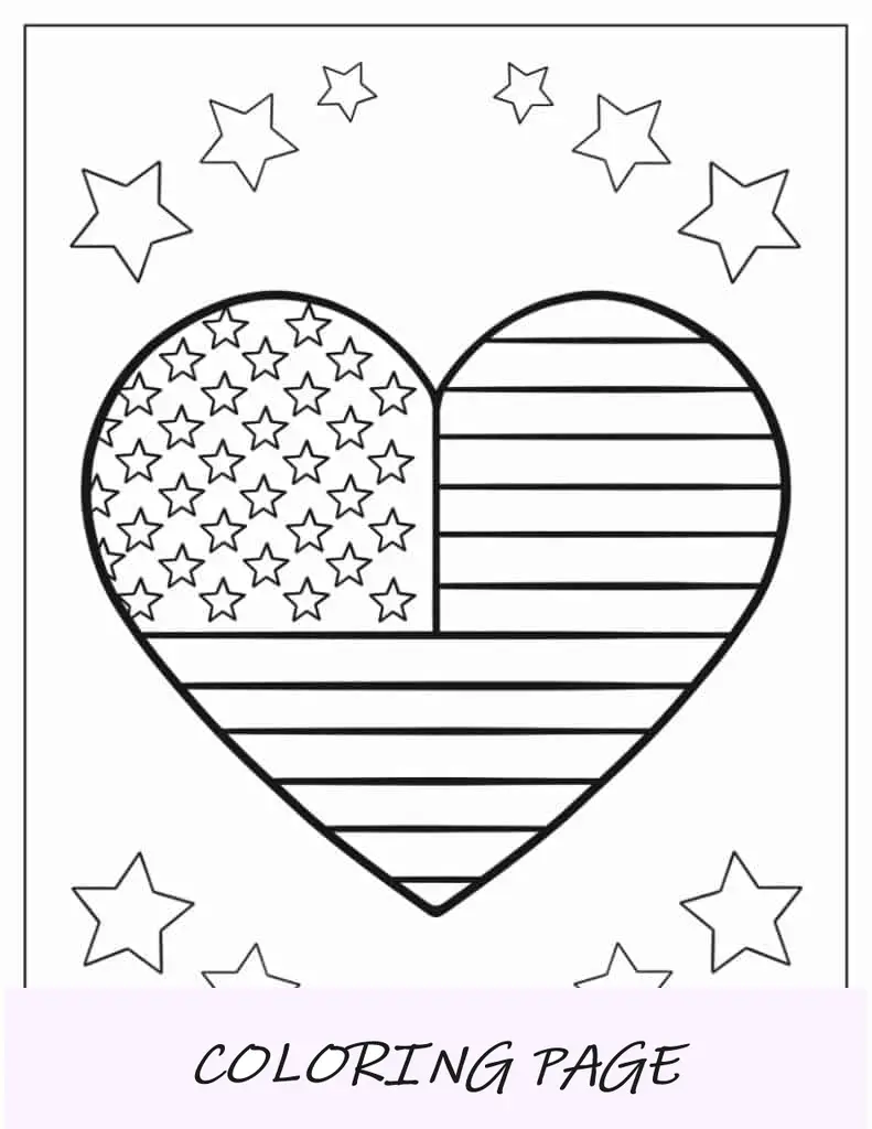 Bandiera americana a forma di cuore