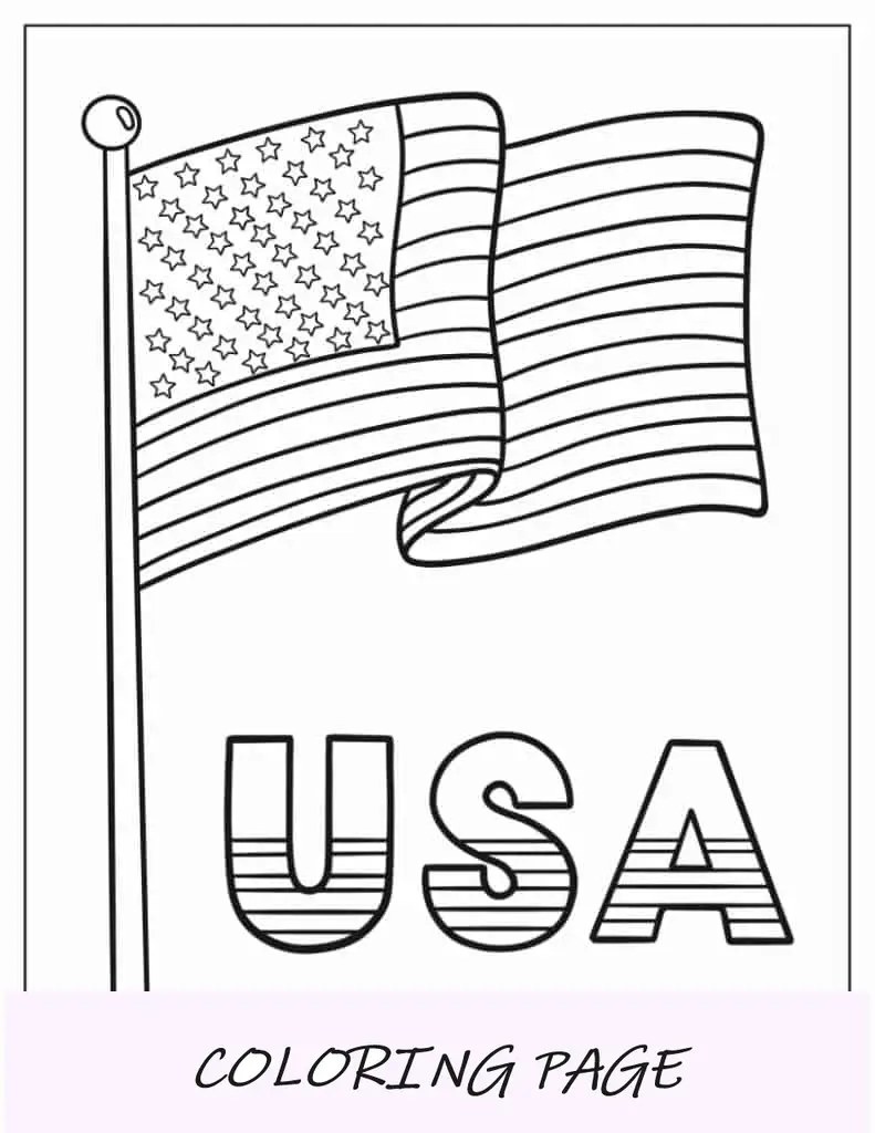 Bandiera americana da colorare per bambini