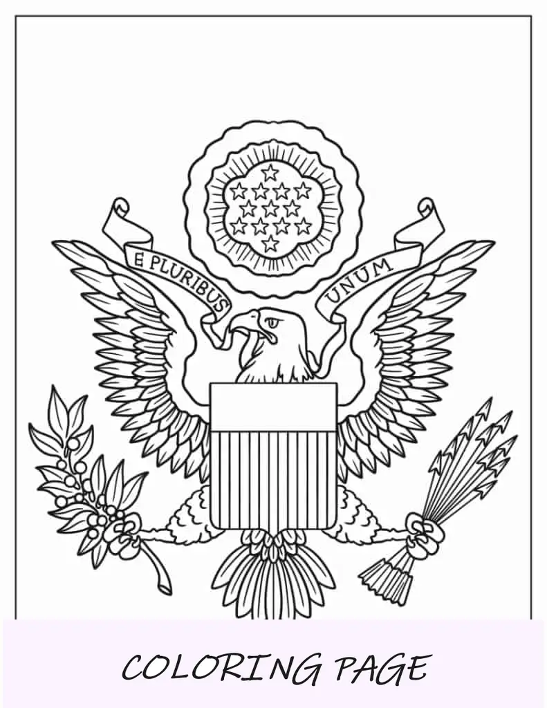 Pagina da colorare dello stemma americano