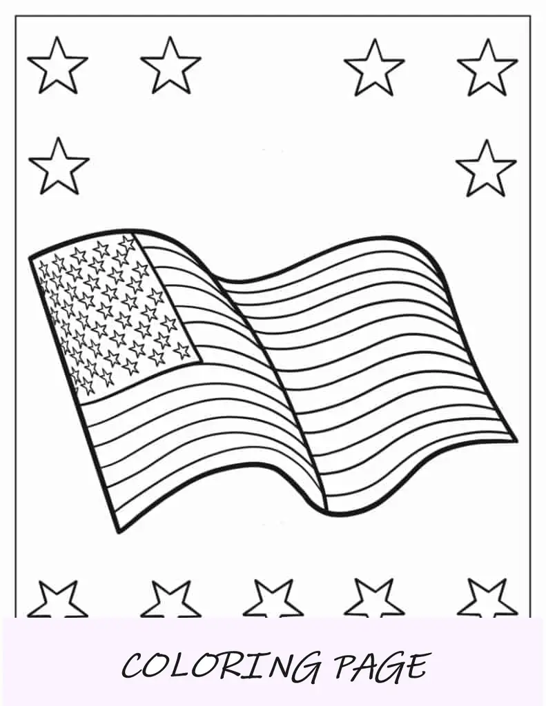 Semplice bandiera americana da colorare