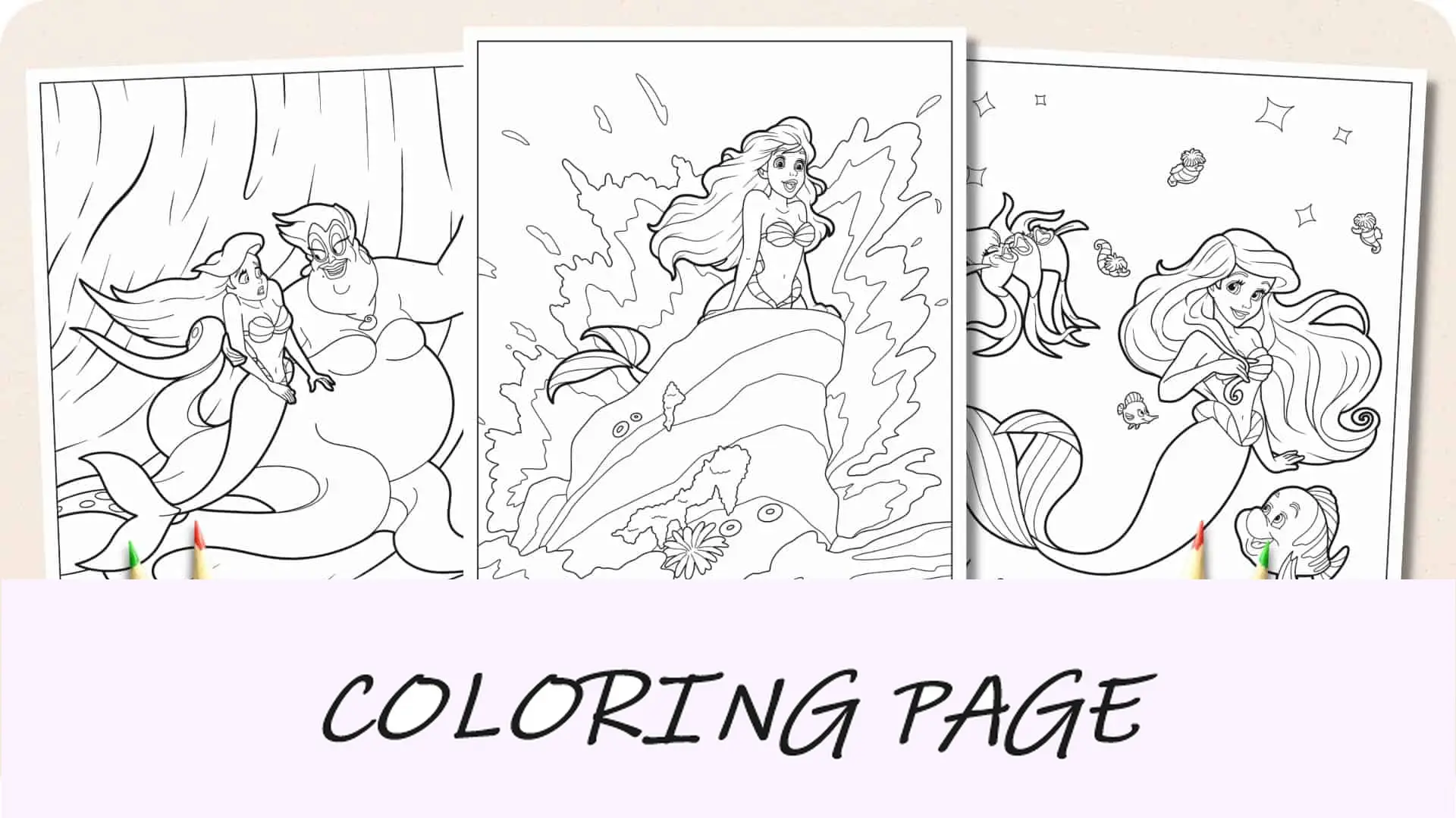 Imagem em destaque das páginas para colorir de Ariel