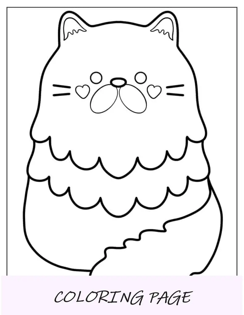 Página para colorir de gato peludo