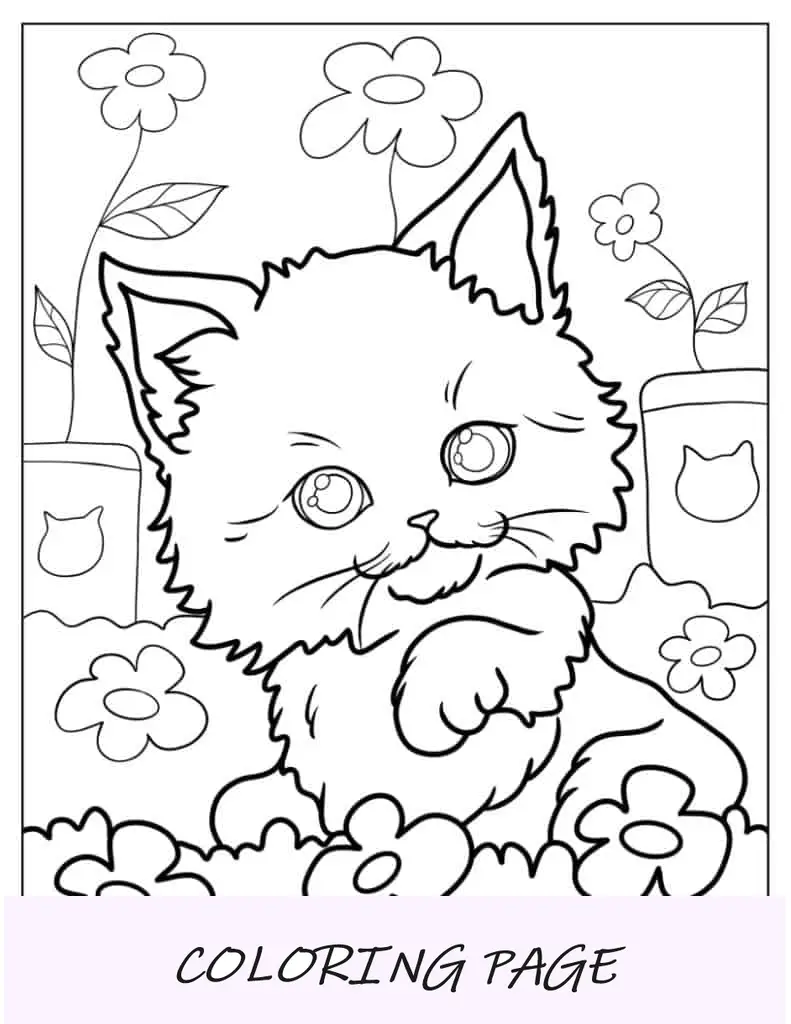Gatinho Chibi entre flores