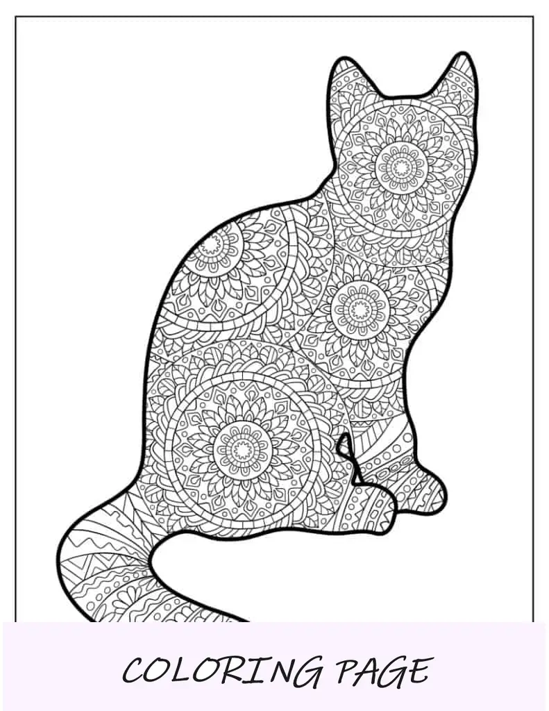 Mandala de gato para colorir para adultos