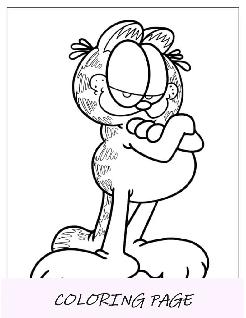 Página detalhada para colorir de Garfield para crianças