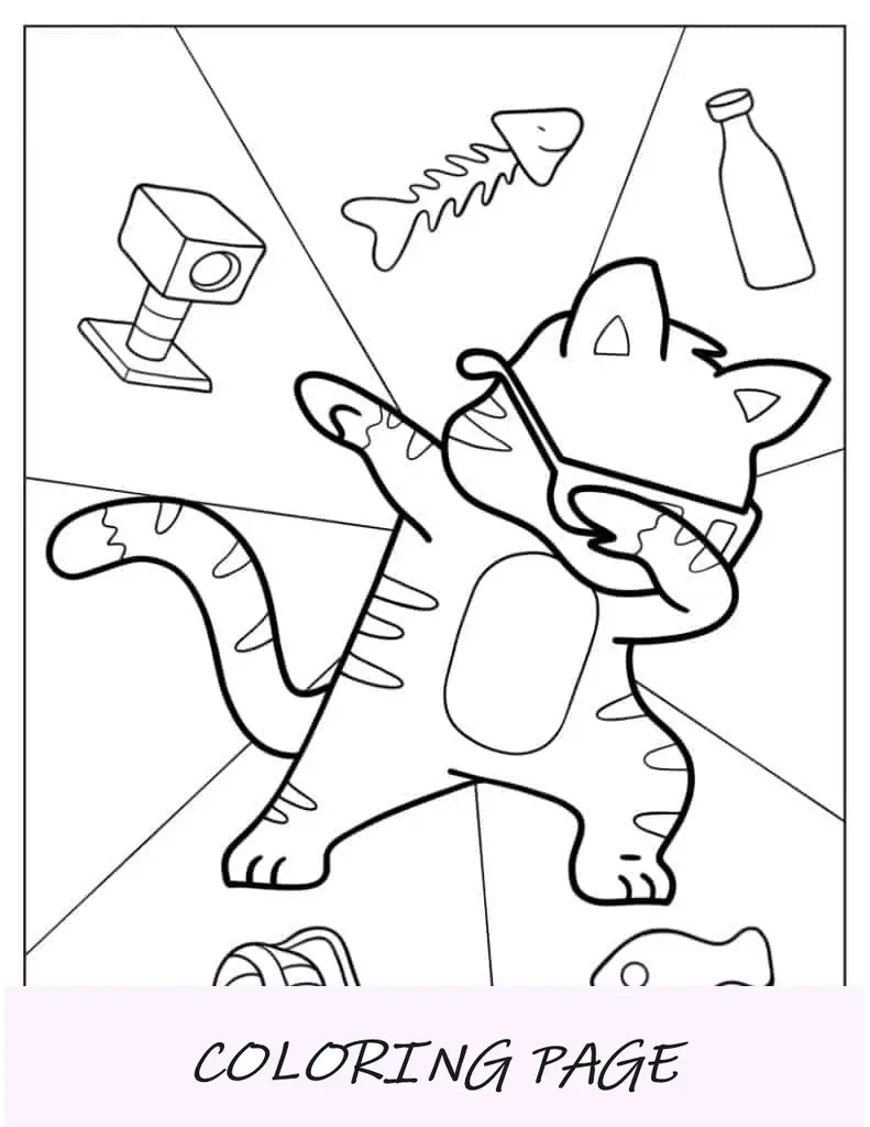Folha para colorir de dublagem de gato legal