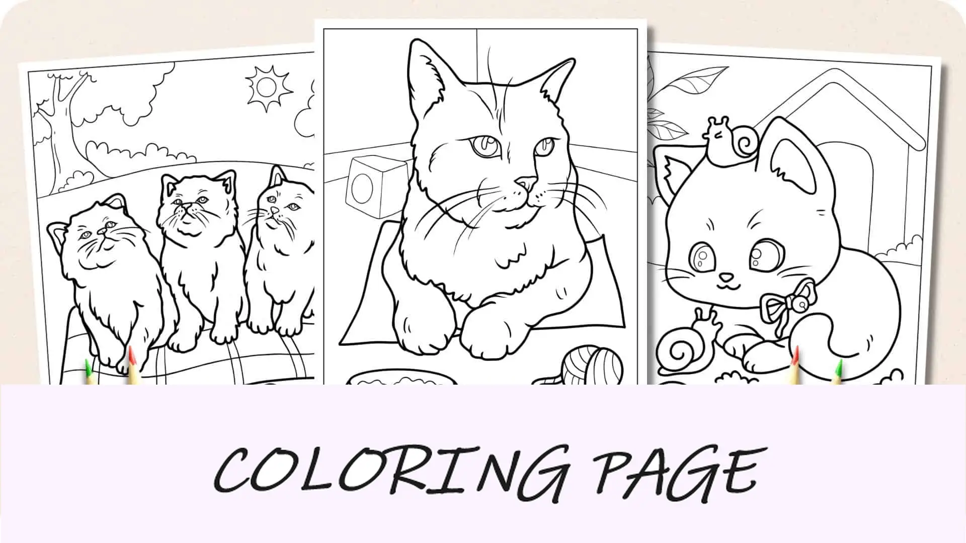 Imagem em destaque de páginas para colorir de gatos