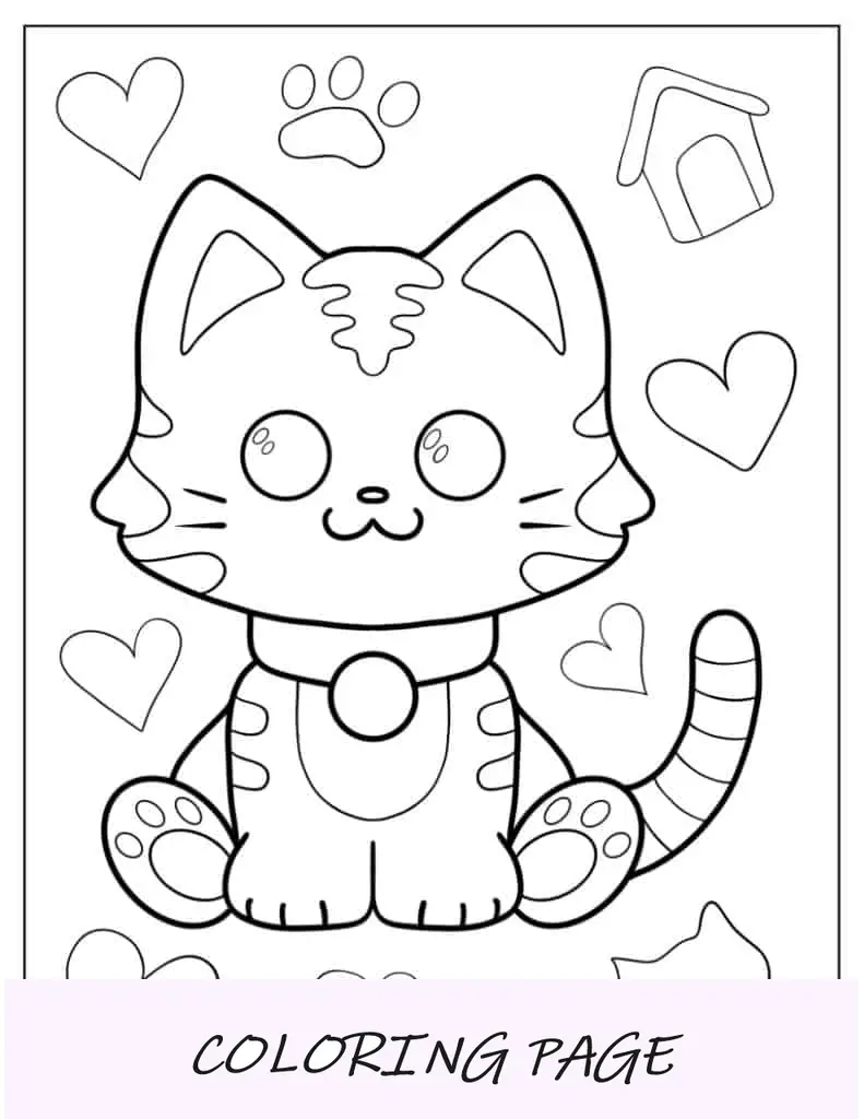 Gatinho fofo de desenho animado com coleira