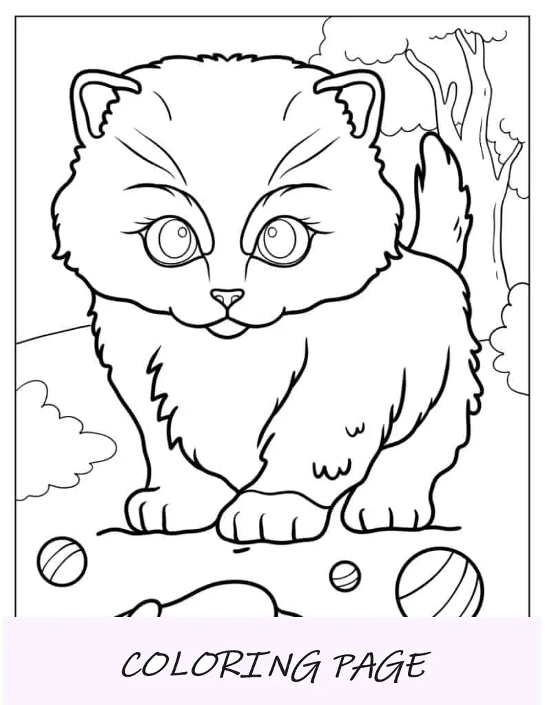 Página para colorir de gatinho fofo
