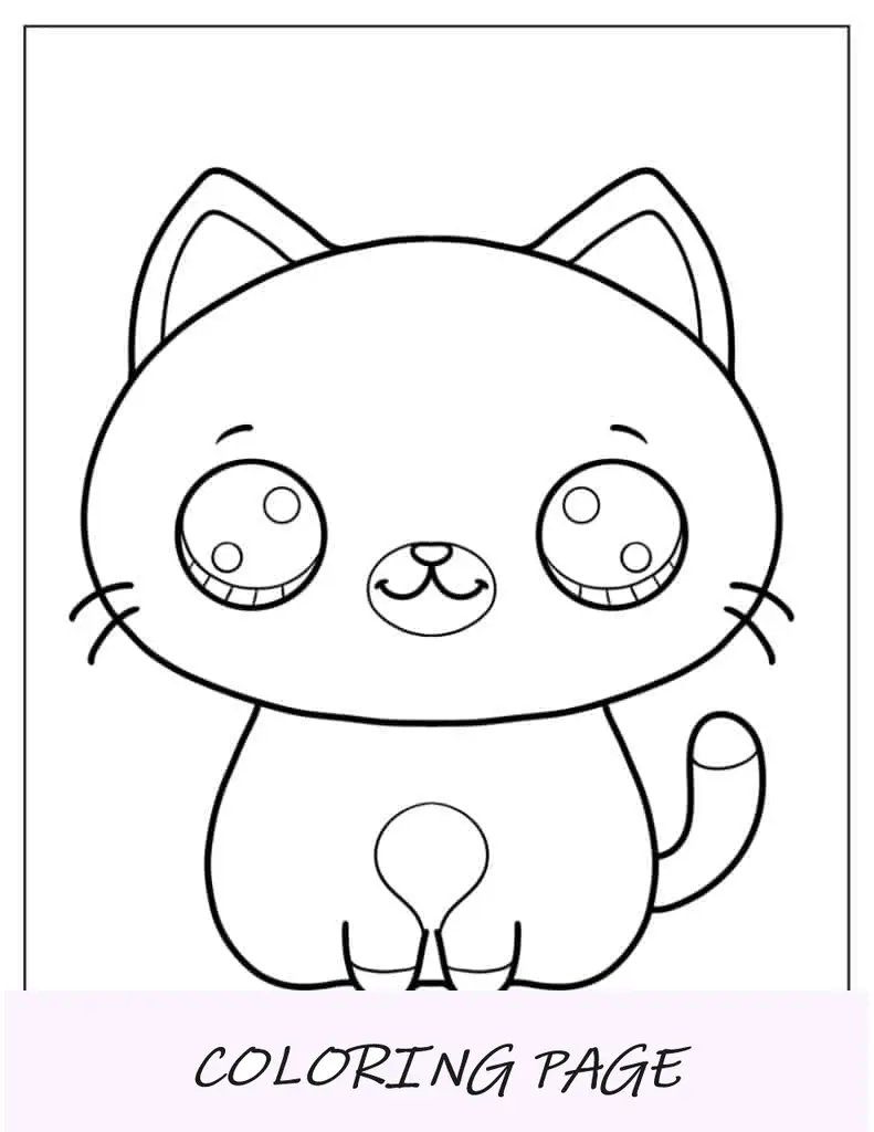 Folha para colorir de gatinho simples para crianças