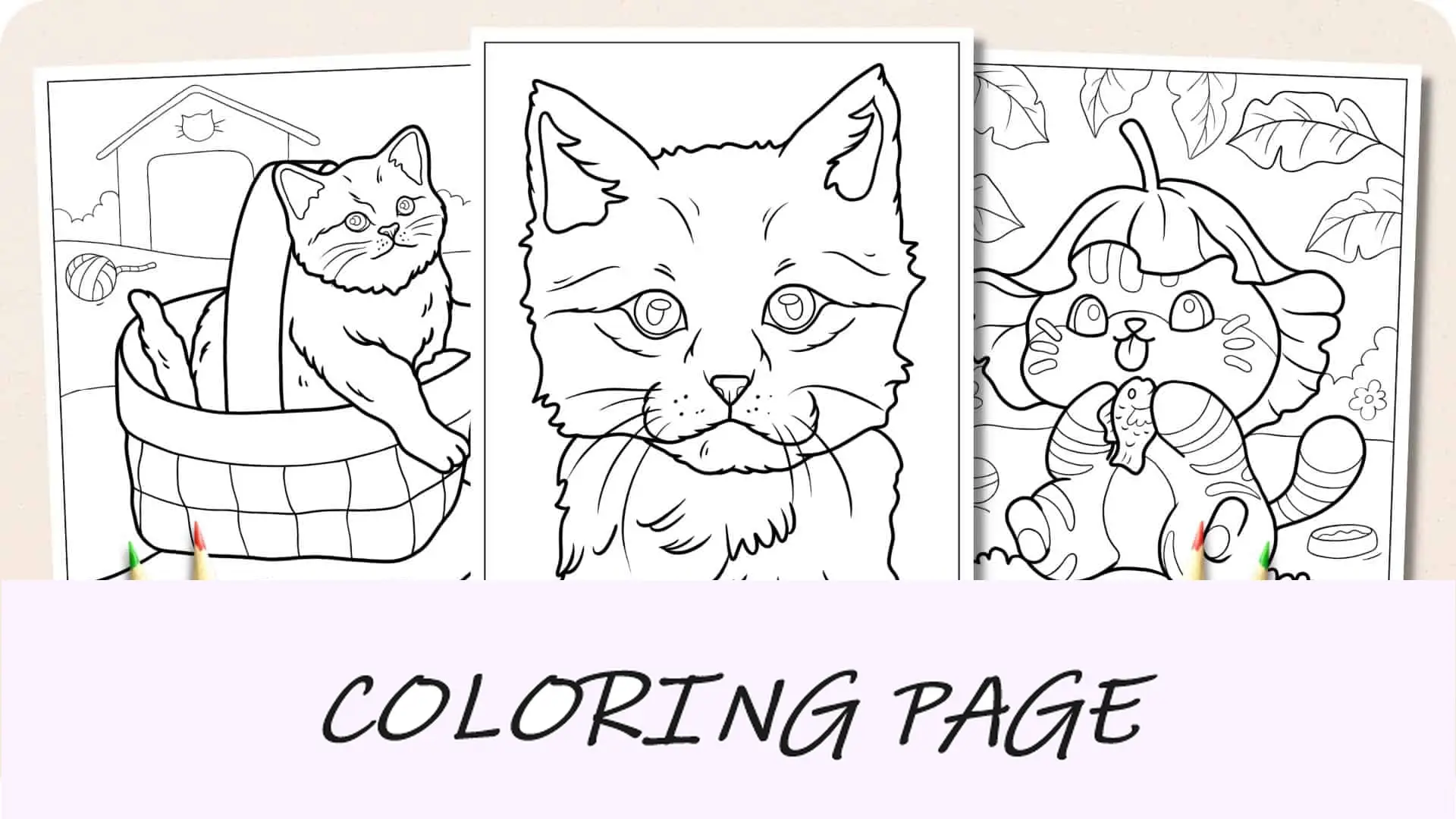 Imagem em destaque de páginas para colorir de gatinhos