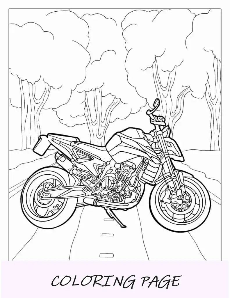 Página para colorear de motocicleta Kawasaki