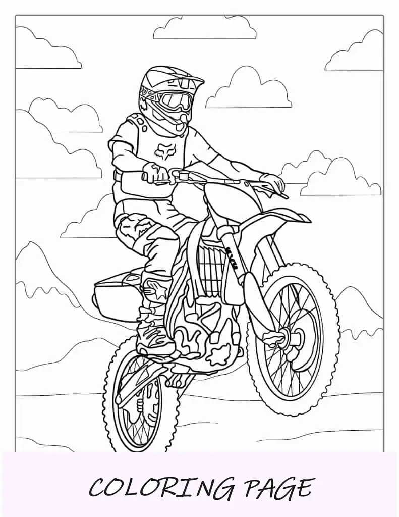 Página para colorear de motocicleta todoterreno KTM