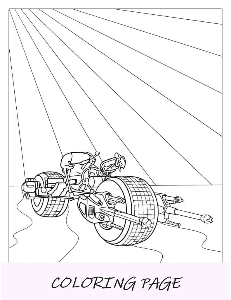 Hoja para colorear de motocicleta Batman