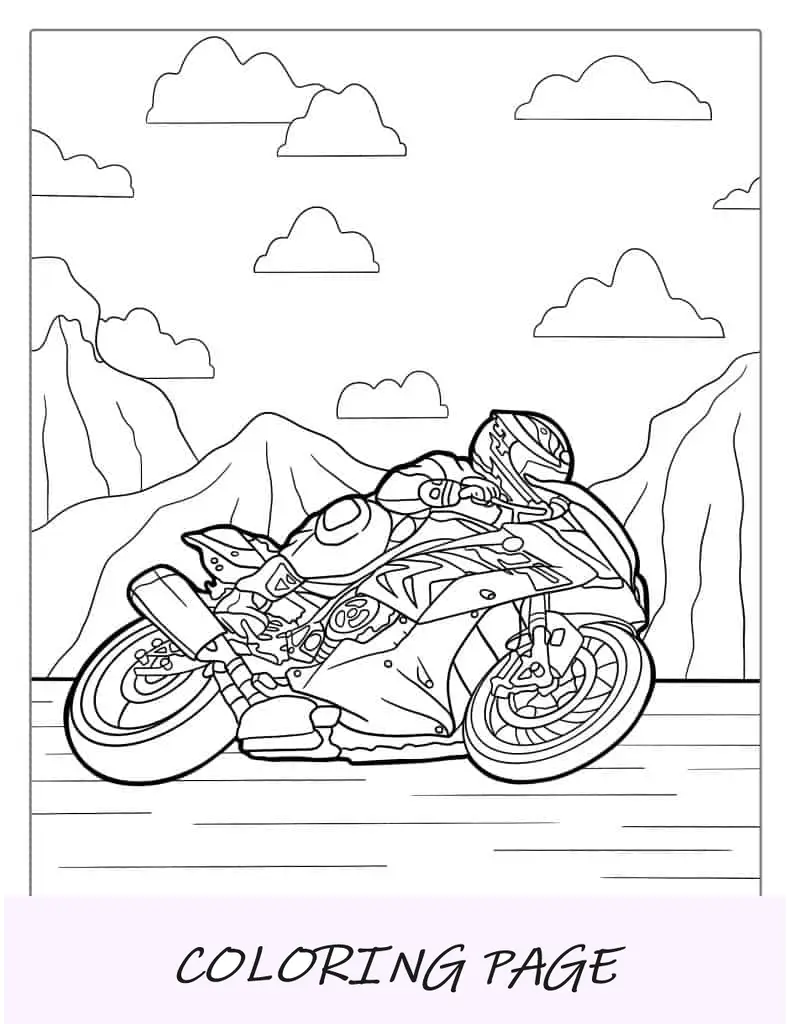 Página para colorear de carreras de motos