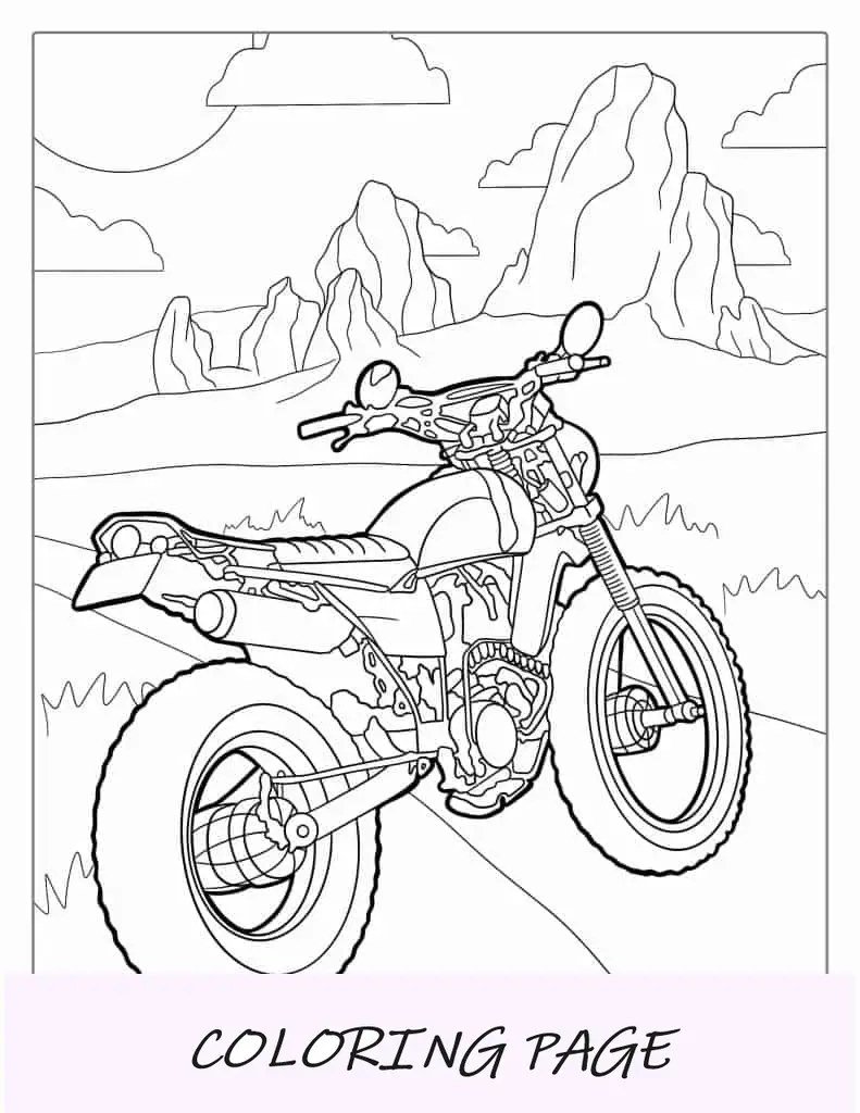 Hoja para colorear de motocicleta Honda todoterreno
