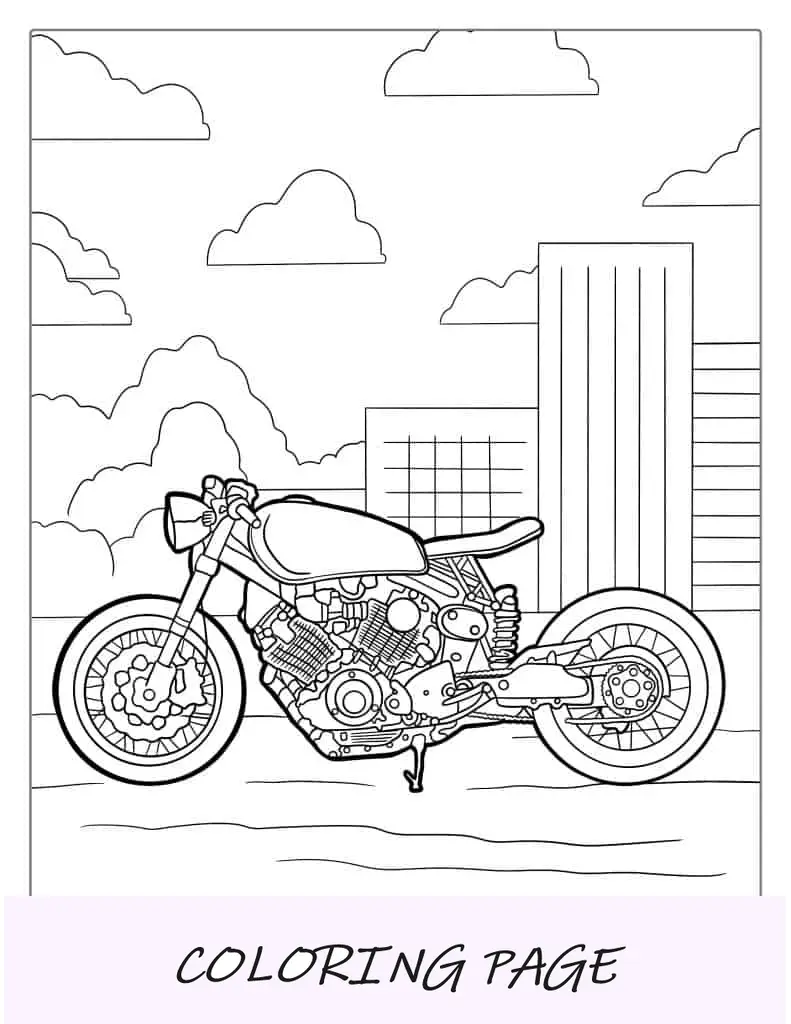 Moto De Calle En La Ciudad Página Para Colorear