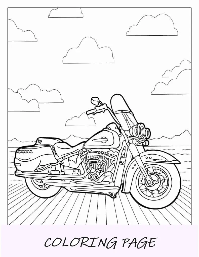 Crucero Harley Davidson Página Para Colorear