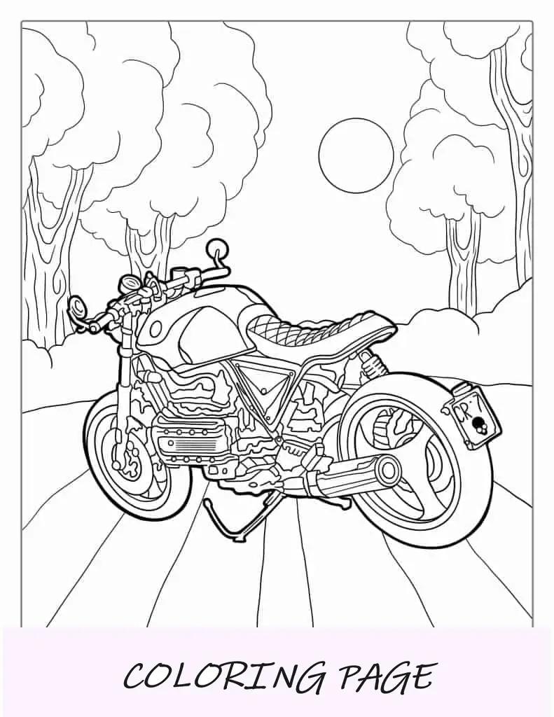 Página para colorear de motocicleta Harley Davidson