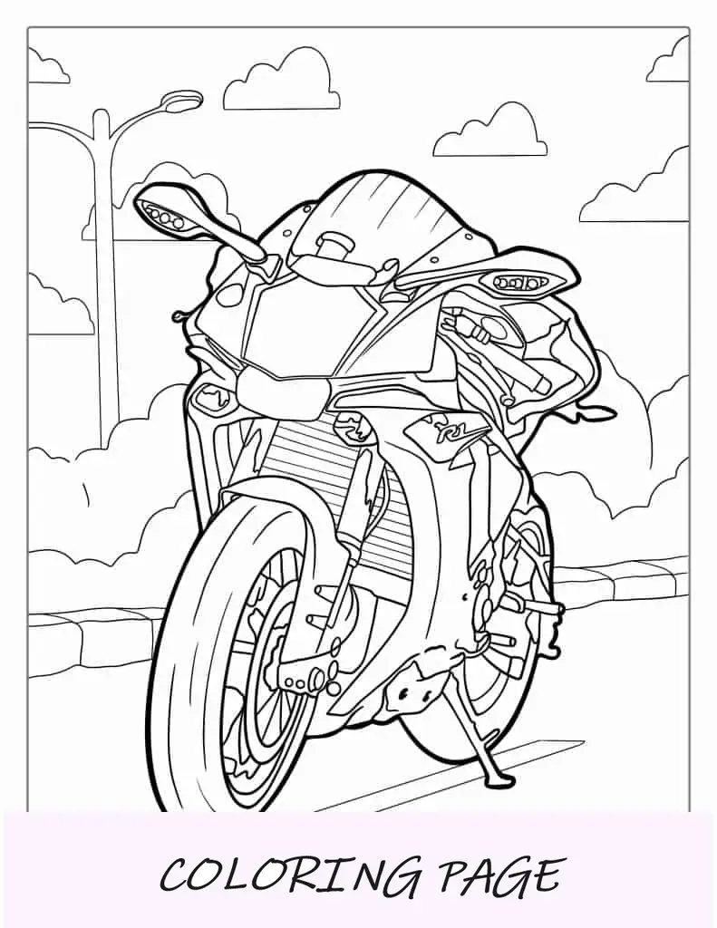 Hoja para colorear de motocicleta Honda para niños