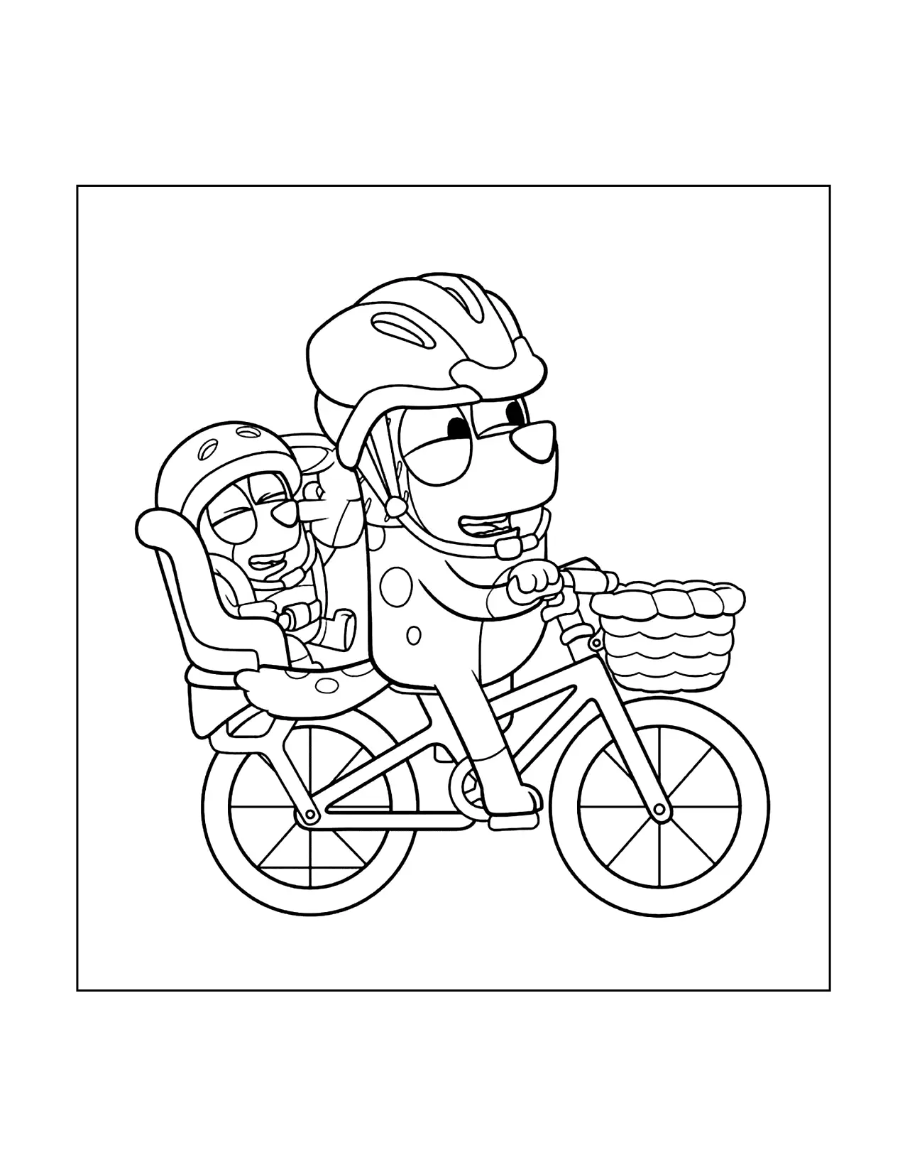 Bluey Riding A Bike Coloring Page