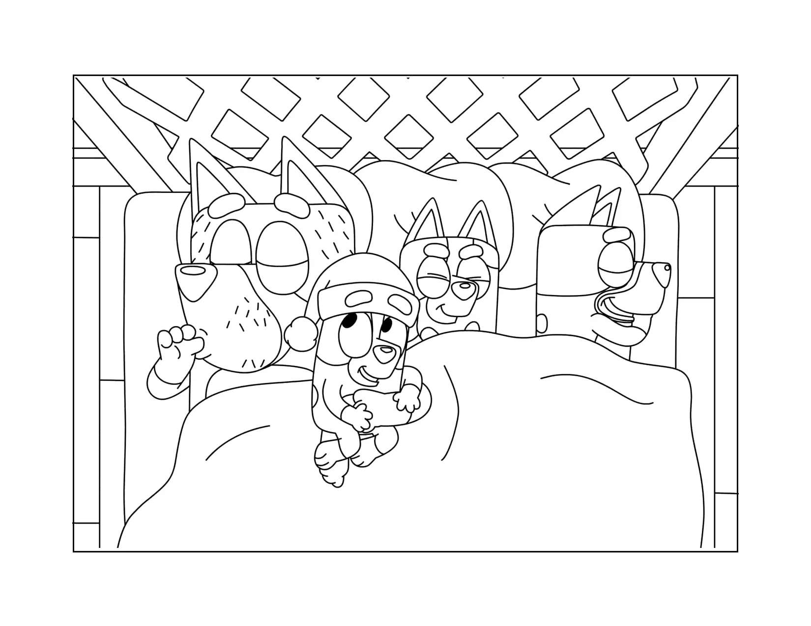 Bluey Family Sleeping Coloring Page