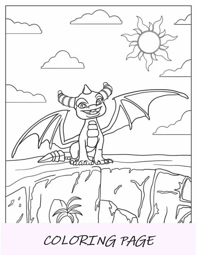 Folha para Colorir do Dragão Fúria da Noite