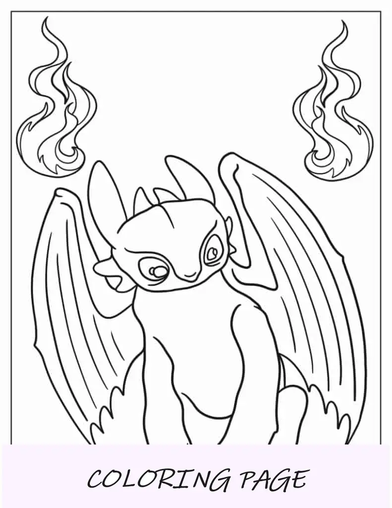 Folha para colorir de dragão Kawaii fofo