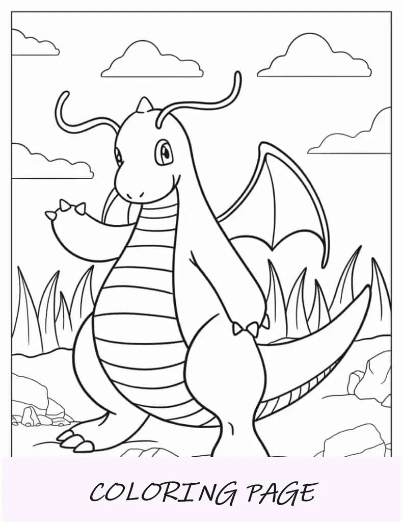 Pokémon Dragonite para colorir