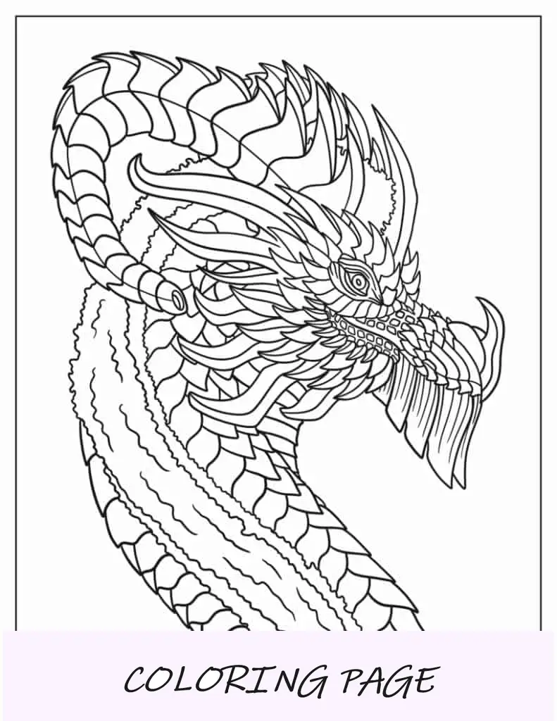 Dragão de aparência feroz com bolas de fogo para colorir