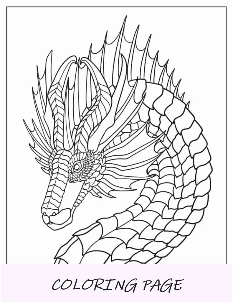 Dragão de aparência feroz na masmorra para colorir